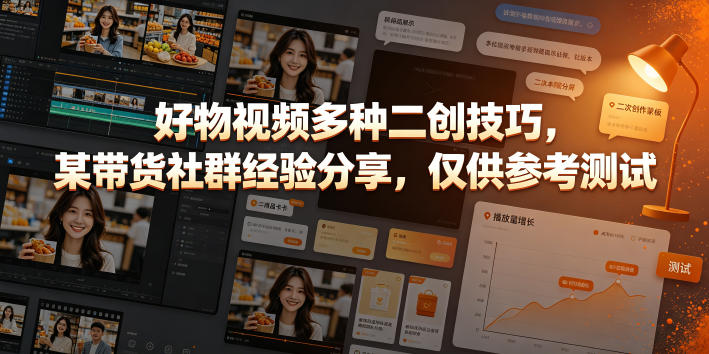 好物视频多种二创技巧，某带货社群经验分享，仅供参考测试-齐力副业
