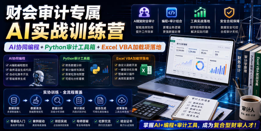 财会审计专属AI实战训练营|AI协同编程+Python审计工具箱+Excel VBA加载项落地-齐力副业