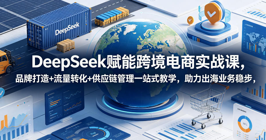 DeepSeek赋能跨境电商实战课,品牌打造+流量转化+供应链管理一站式教学,助力出海业务稳步发展-齐力副业