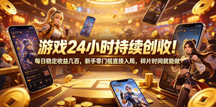游戏24小时持续创收!每日稳定收益几百,新手零门槛直接入局,碎片时间就能做【揭秘】-齐力副业
