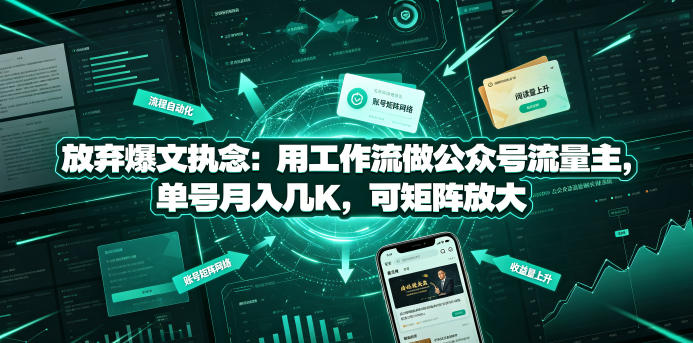 放弃爆文执念：用工作流做公众号流量主，单号月入几K，可矩阵放大-齐力副业