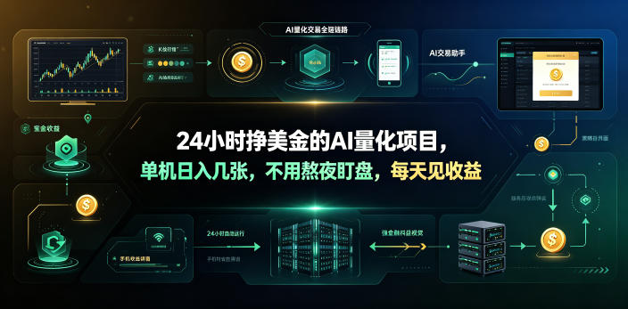 24小时挣美金的AI量化项目,单机日入几十美刀,不用熬夜盯盘,每天见收益【揭秘】-齐力副业