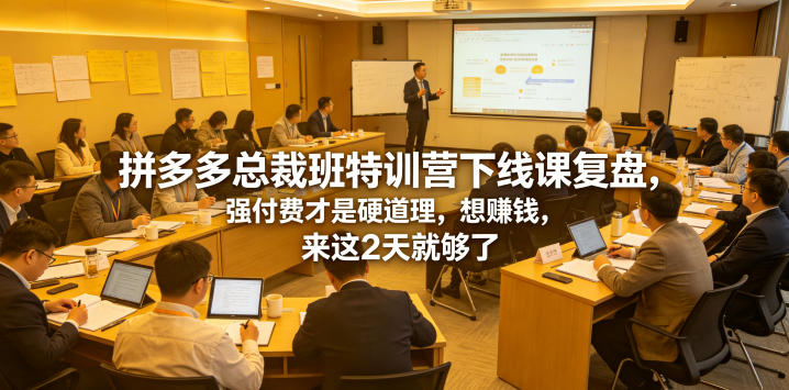 拼多多总裁班特训营下线课复盘,强付费才是硬道理,想賺钱,来这2天就够了-齐力副业