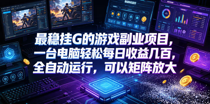 最稳挂G的游戏副业项目，一台电脑轻松每日收益几百，全自动运行，可以矩阵放大【揭秘】-齐力副业