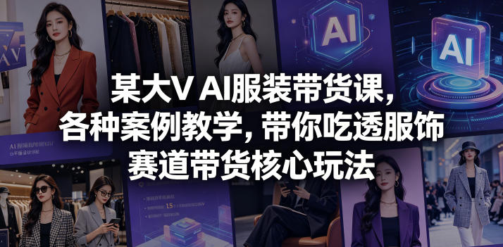 某大V AI服装带货课，各种案例教学，带你吃透服饰赛道带货核心玩法-齐力副业