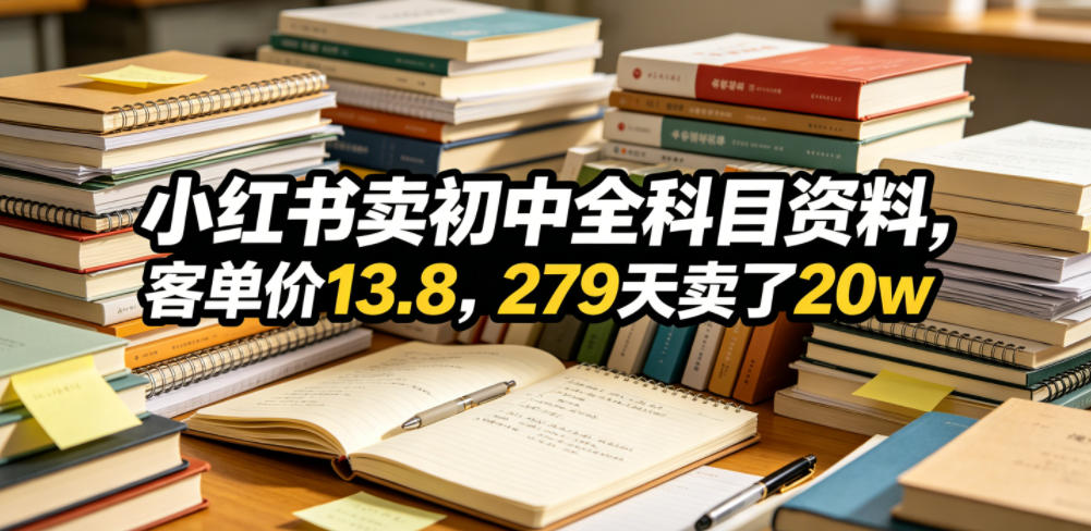 小红书卖初中全科目资料,客单价13.8,279天卖了20w-齐力副业