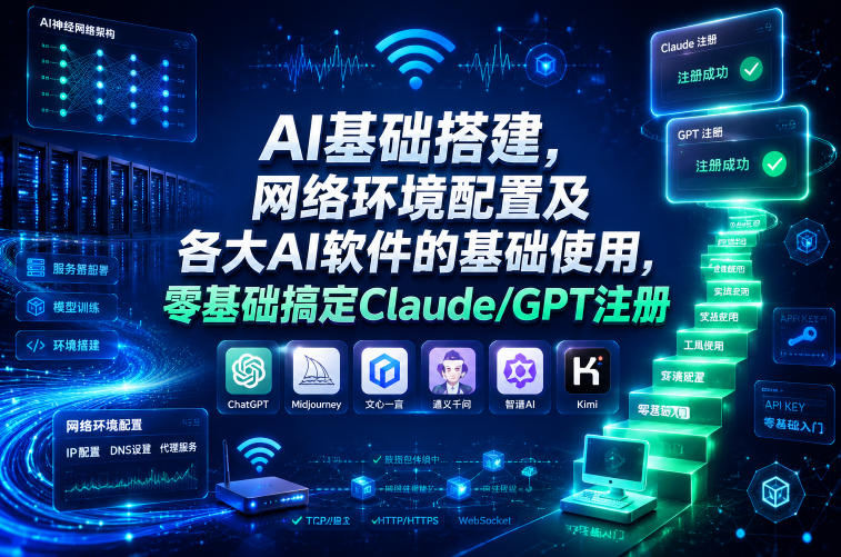 AI基础搭建,网络环境配置及各大AI软件的基础使用,零基础搞定Claude/GPT注册-齐力副业