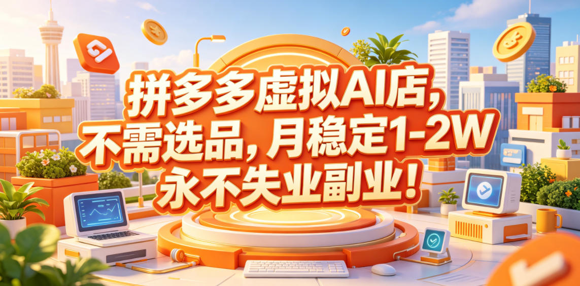 拼多多虚拟AI店,不需选品,月稳定1-2W,永不失业副业!【揭秘】-齐力副业