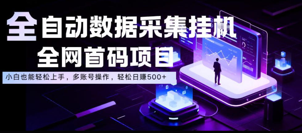 全自动数据采集挂G,全网首码项目,简单易操作,小白也能轻松上手,多账号操作,轻松日入500+【揭秘】-齐力副业
