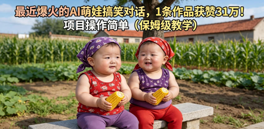 最近爆火的AI萌娃搞笑对话，1条作品获赞31W，项目操作简单（保姆级教学）-齐力副业