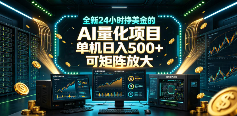 全新24小时挣美金的AI量化项目,单机日入500+,每天见收益,可矩阵放大【揭秘】-齐力副业