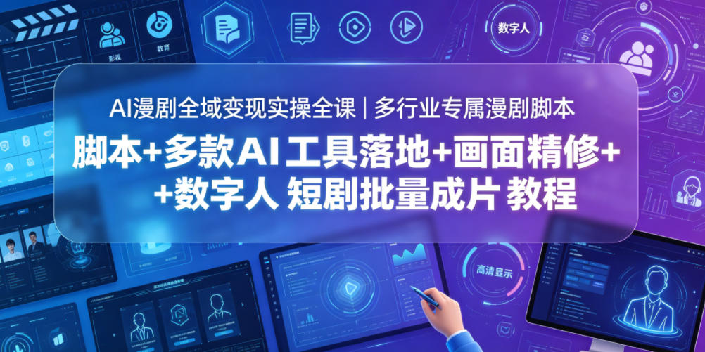 AI漫剧全域变现实操全课|多行业专属漫剧脚本+多款AI工具落地+画面精修+数字人短剧批量成片全教程-齐力副业