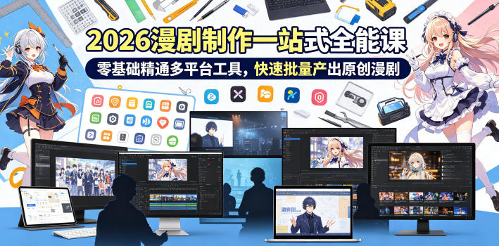 2026 AI漫剧制作一站式全能课，零基础精通多平台工具，快速批量产出原创漫剧-齐力副业