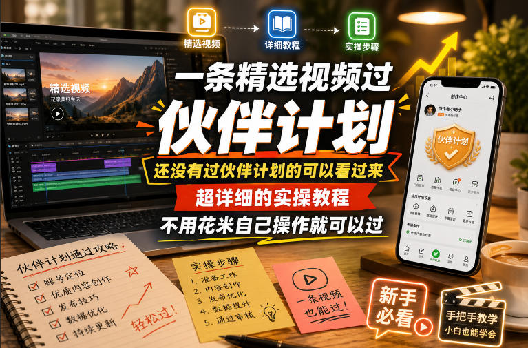 一条精选视频过伙伴计划,还没有过伙伴计划的可以看过来,超详细的实操教程,不用花米自己操作就可以过-齐力副业