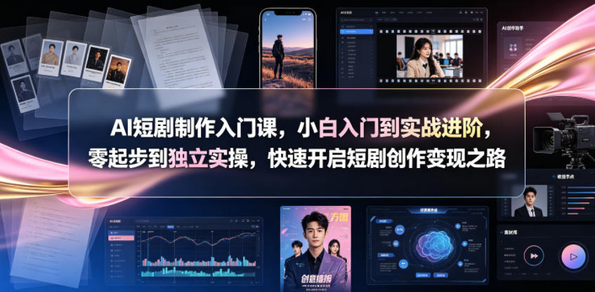 AI短剧制作入门课,小白入门到实战进阶,零起步到独立实操,快速开启短剧创作变现之路-齐力副业