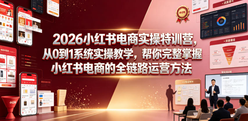 2026小红书电商实操特训营,从0到1系统实操教学,帮你完整掌握小红书电商的全链路运营方法-齐力副业