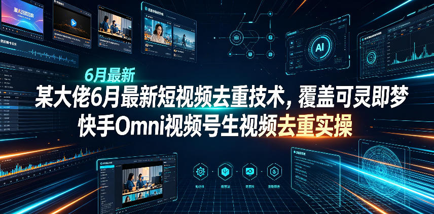 某大佬6月最新短视频去重技术,覆盖可灵即梦快手Omni视频号生视频去重实操-齐力副业