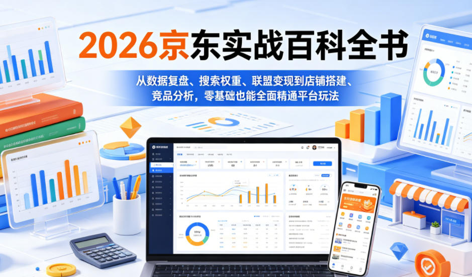 2026京东实战百科全书,从数据复盘、搜索权重、联盟变现到店铺搭建、竞品分析,零基础也能全面精通平台玩法-齐力副业