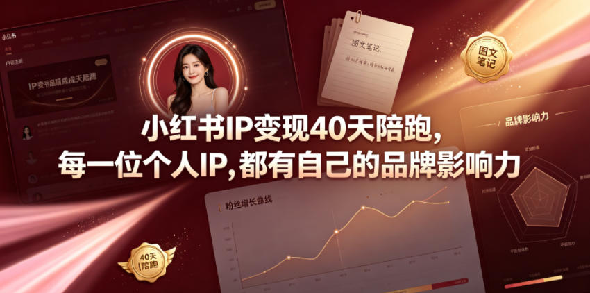 小红书IP变现40天陪跑，每一位个人IP，都有自己的品牌影响力-齐力副业