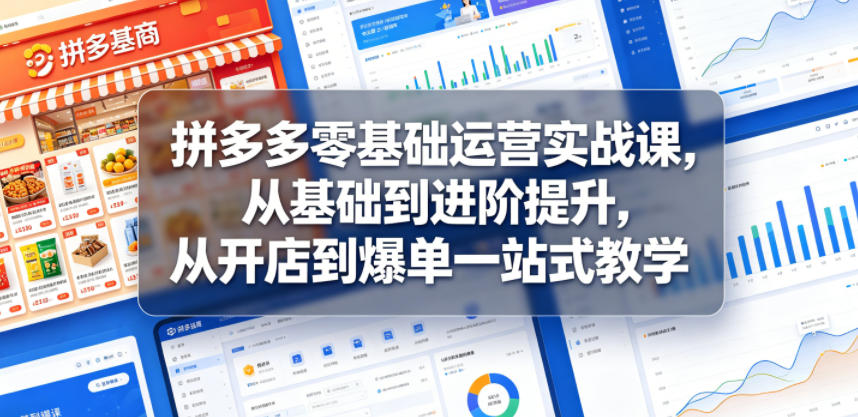 拼多多零基础运营实战课，从基础到进阶提升，从开店到爆单一站式教学-齐力副业