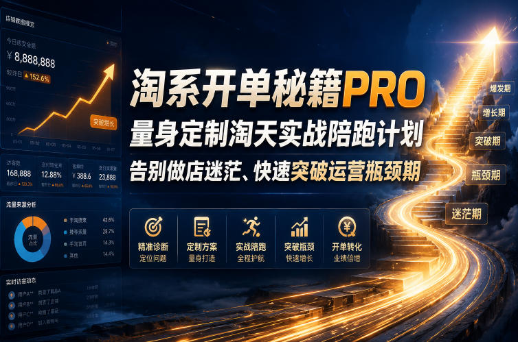 淘系开单秘籍PRO,量身定制淘天实战陪跑计划,告别做店迷茫、快速突破运营瓶颈期(2026年6月11)-齐力副业
