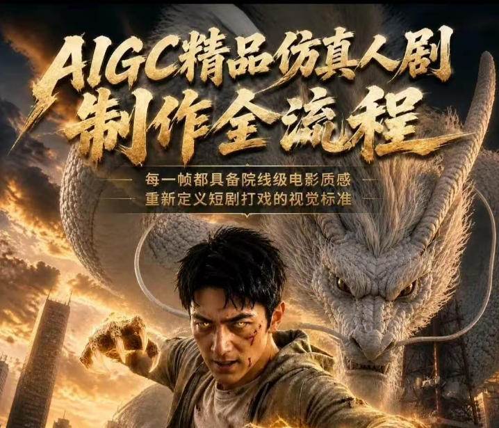 AIGC精品仿真人剧豢龙人全流程制作解析2026,国风仿真人创作+打斗剧情+人设编排,一站式AI短剧入门-齐力副业