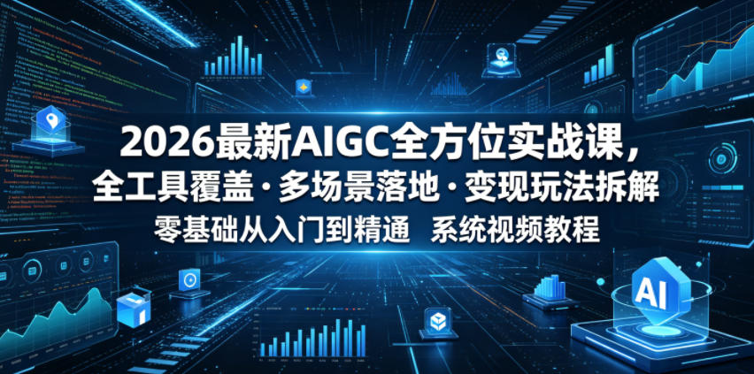 2026最新AIGC全方位实战课,全工具覆盖・多场景落地・变现玩法拆解,零基础从入门到精通系统视频教程-齐力副业