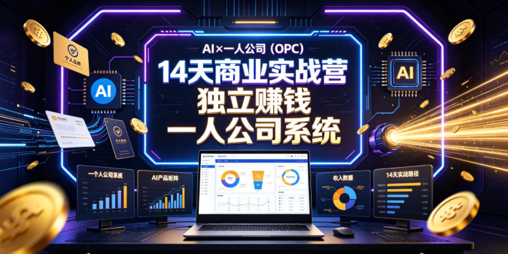 AI×一人公司(OPC)14天商业实战营,用AI帮你搭建一个属于你自己的、能独立賺钱的一人公司系统-齐力副业