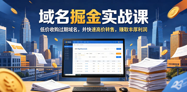 域名交易掘金实战课，低价收购过期域名，并快速高价转售，賺取丰厚利润【原创双语字幕】-齐力副业