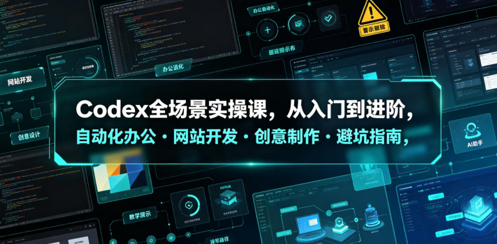 Codex全场景实操课，从入门到进阶，自动化办公・网站开发・创意制作・避坑指南，全流程教学-齐力副业