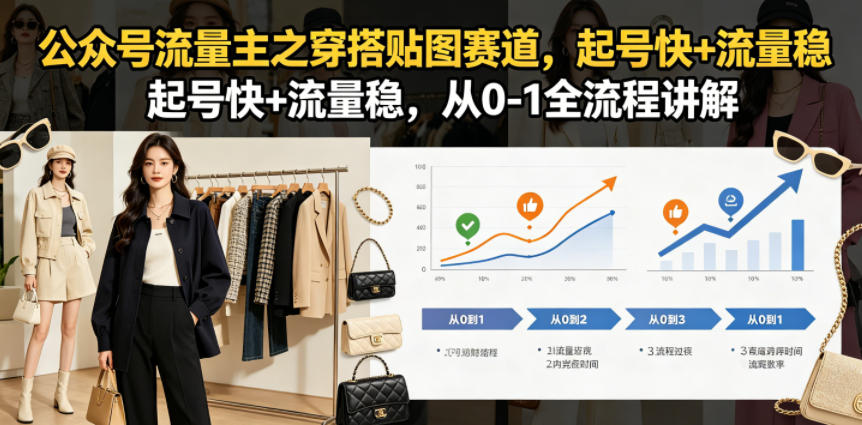 公众号流量主之穿搭贴图赛道，起号快+流量稳，从0-1全流程讲解-齐力副业