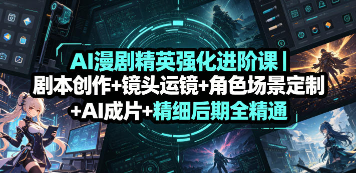 AI漫剧精英强化进阶课｜剧本创作+镜头运镜+角色场景定制+AI成片+精细后期全精通-齐力副业