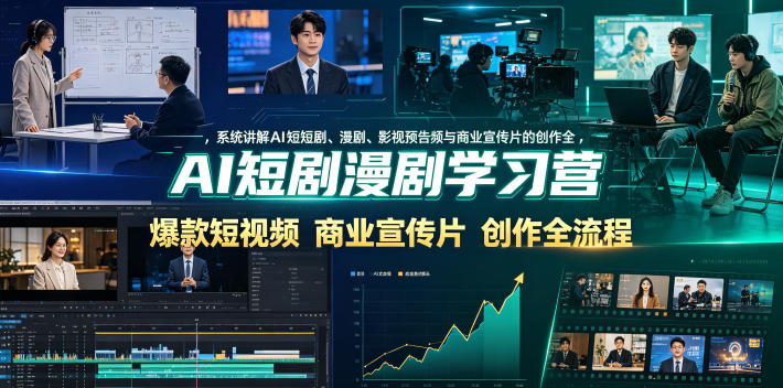 AI短剧漫剧学习营，系统讲解AI短剧、漫剧、影视预告片、爆款短视频与商业宣传片的创作全流程-齐力副业
