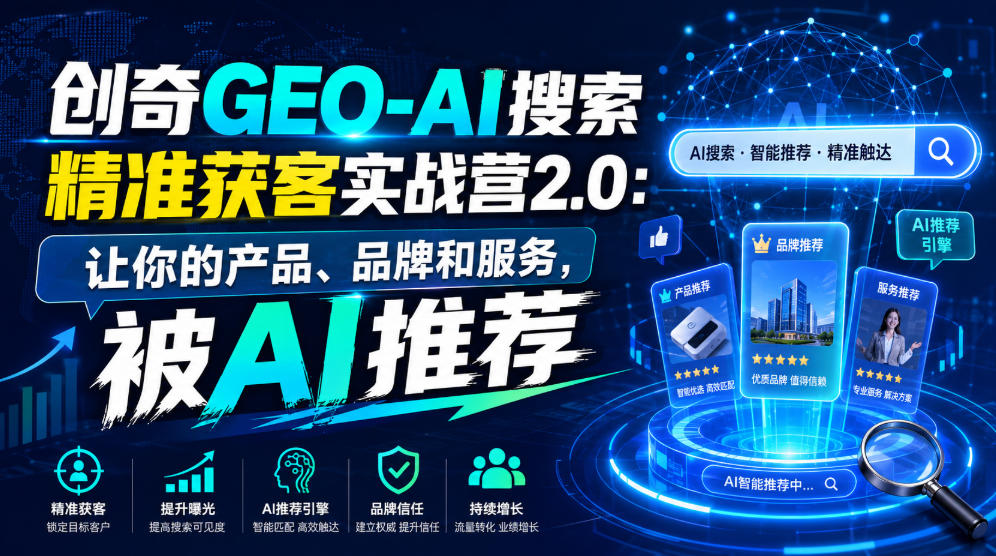 创奇GEO-AI搜索精准获客实战营2.0:让你的产品、品牌和服务,被AI推荐-齐力副业