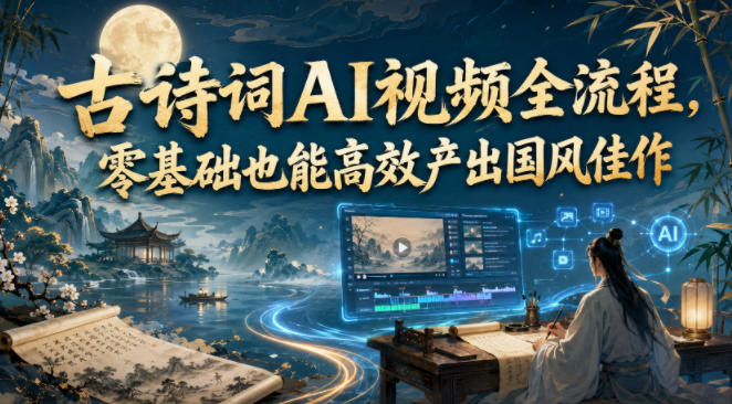 古诗词AI视频全流程，零基础也能高效产出国风佳作-齐力副业