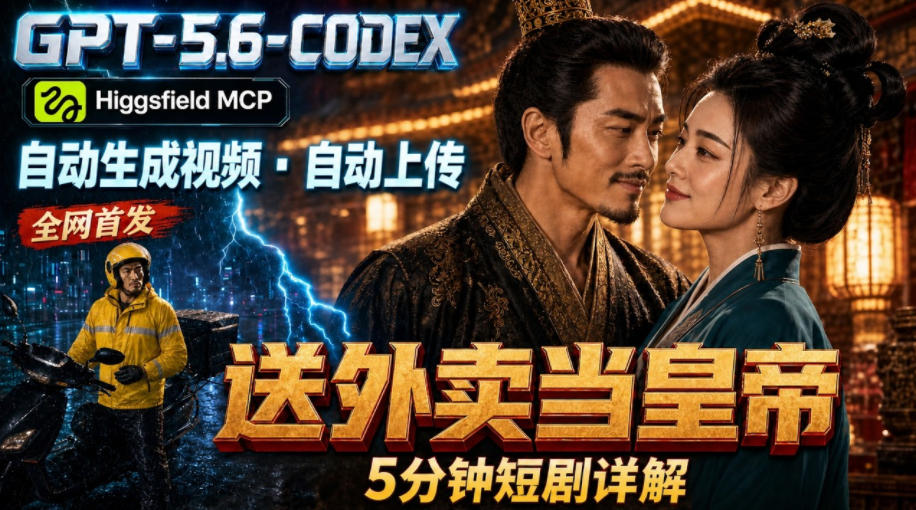 GPT-5.6 Codex+Higgsfield MCP:一条指令生成5分钟短剧并自动上传YouTube(油管)-齐力副业
