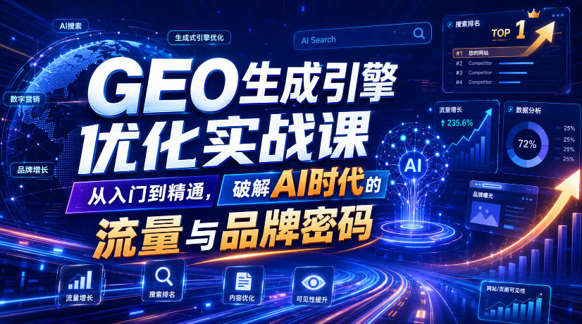 GEO生成引擎优化实战课,从入门到精通,破解AI时代的流量与品牌密码-齐力副业