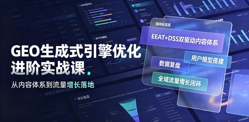 GEO生成式引擎优化进阶实战课|EEAT+DSS双驱动内容体系、用户模型搭建、数据复盘、全域流量增长闭环落地教程插图 GEO生成式引擎优化进阶实战课|EEAT+DSS双驱动内容体系、用户模型搭建、数据复盘、全域流量增长闭环落地教程插图
