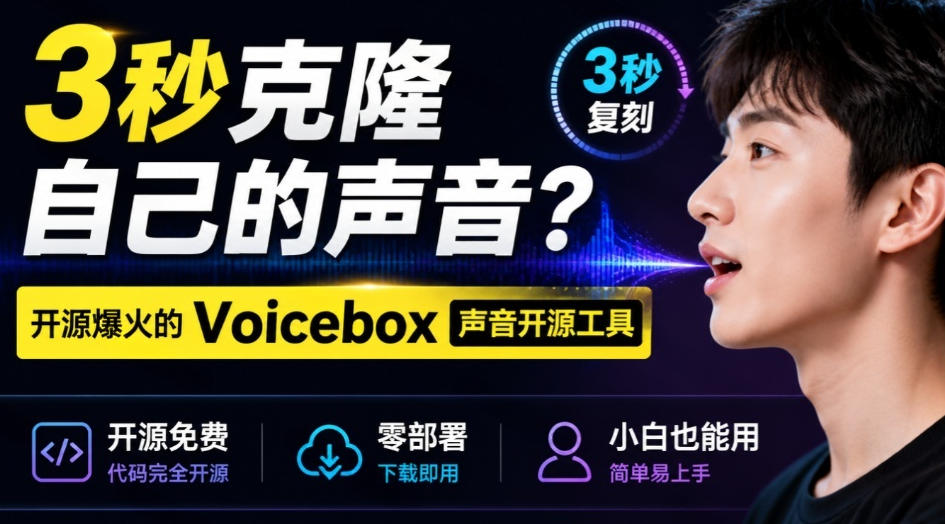 3秒克隆自己的声音？开源爆火的Voicebox声音开源工具，实测体验超好，零部署小白也能直接用-齐力副业