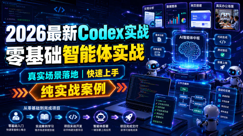 2026最新Codex实战零基础智能体实战，真实场景落地，快速上手，纯实战案例-齐力副业