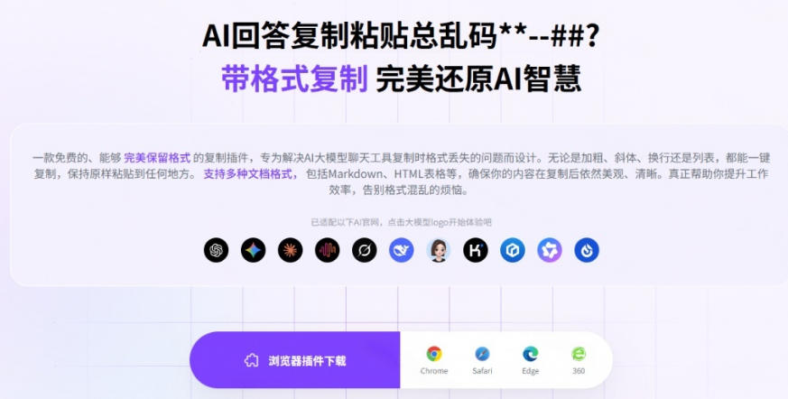 你的AI回答内容复制格式总乱码？完美一键保留原格式复制，办公宝藏浏览器插件Copy With Format插图1