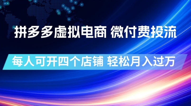 拼多多虚拟电商,微付费投流玩法,每人可开四个店,轻松月入过1W【揭秘】-齐力副业