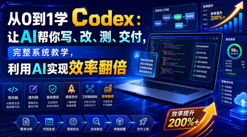 从0到1学Codex:让AI帮你写、改、测、交付,完整系统教学,利用AI实现效率翻倍-齐力副业