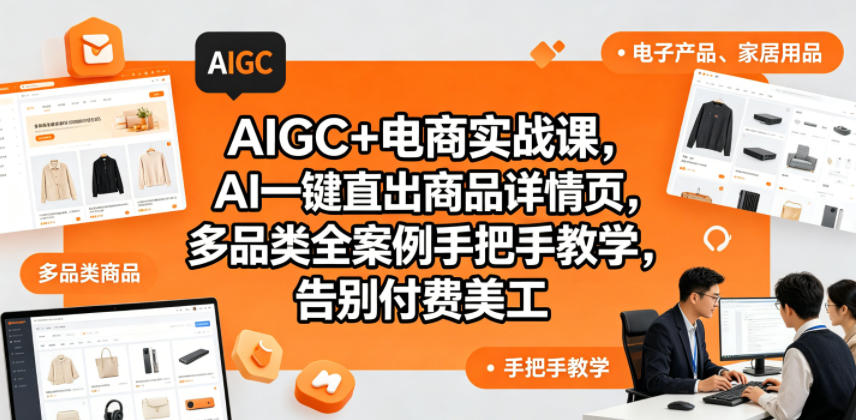 AIGC+电商实战课,AI一键直出商品详情页,多品类全案例手把手教学,告别付费美工(更新0704)-齐力副业