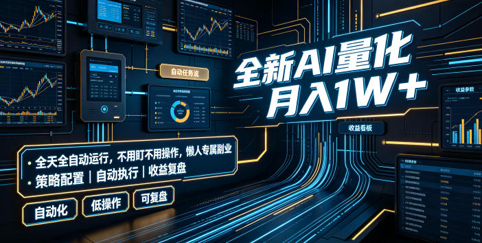 全新AI量化月入1W+，全天全自动运行，不用盯不用操作，懒人专属副业！【揭秘】-齐力副业