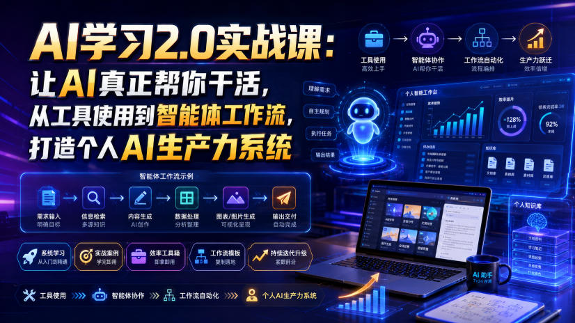 AI学习2.0实战课:让AI真正帮你干活,从工具使用到智能体工作流,打造个人AI生产力系统-齐力副业