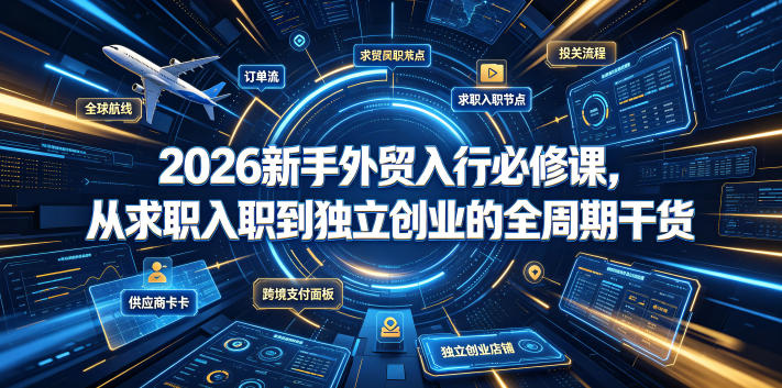 2026新手外贸入行必修课，从求职入职到独立创业的全周期干货-齐力副业