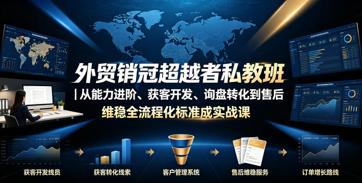 外贸销冠超越者私教班|从能力进阶、获客开发、询盘转化到售后维稳全流程标准化成交实战课-齐力副业