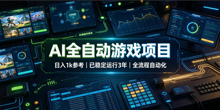 AI全自动游戏项目,日入1k,已稳定运行3年躺賺,全流程自动化!【揭秘】-齐力副业