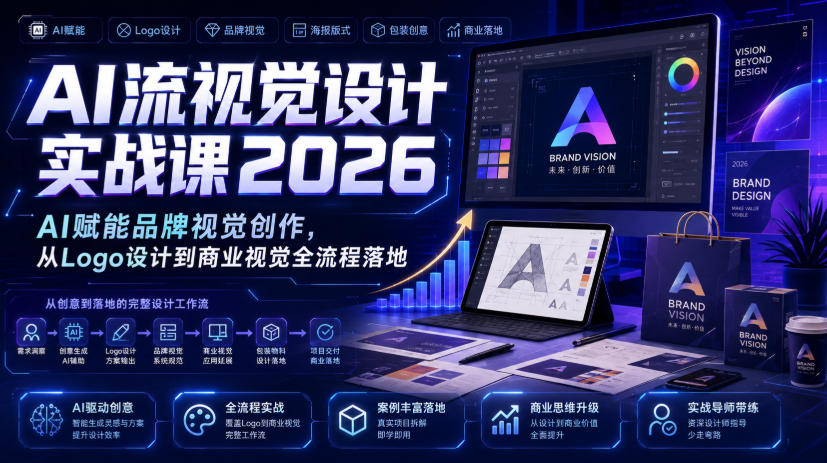 AI流视觉设计实战课2026:AI赋能品牌视觉创作,从Logo设计到商业视觉全流程落地-齐力副业